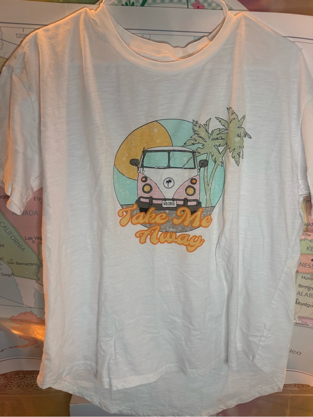 White 'Take Me Away' Graphic Short Sleeve Tee